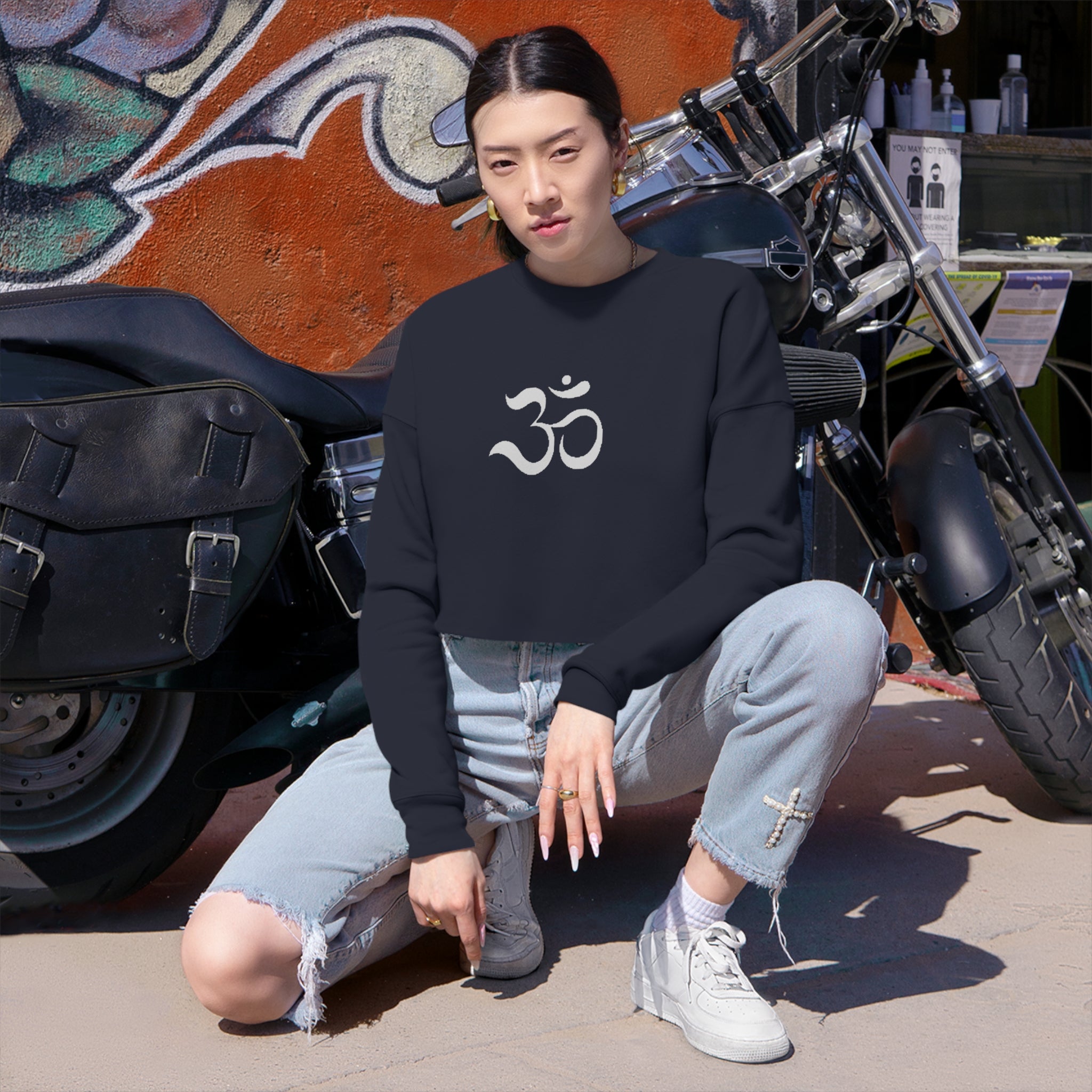 Cropped Fleece Sweatshirt | Aum | Free Way Thinker | 4509