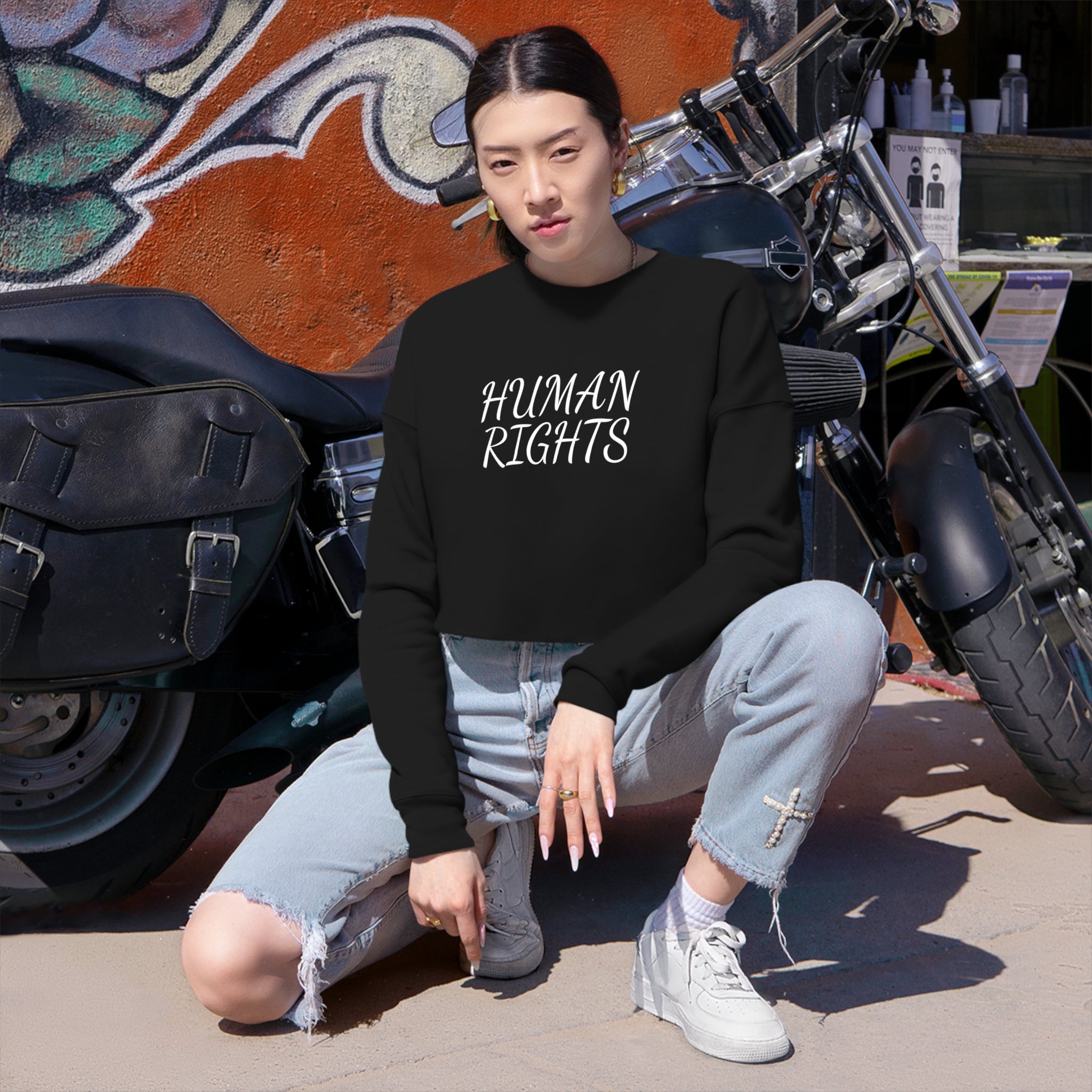 #4511 HUMAN RIGHTS Women's Cropped Sweatshirt
