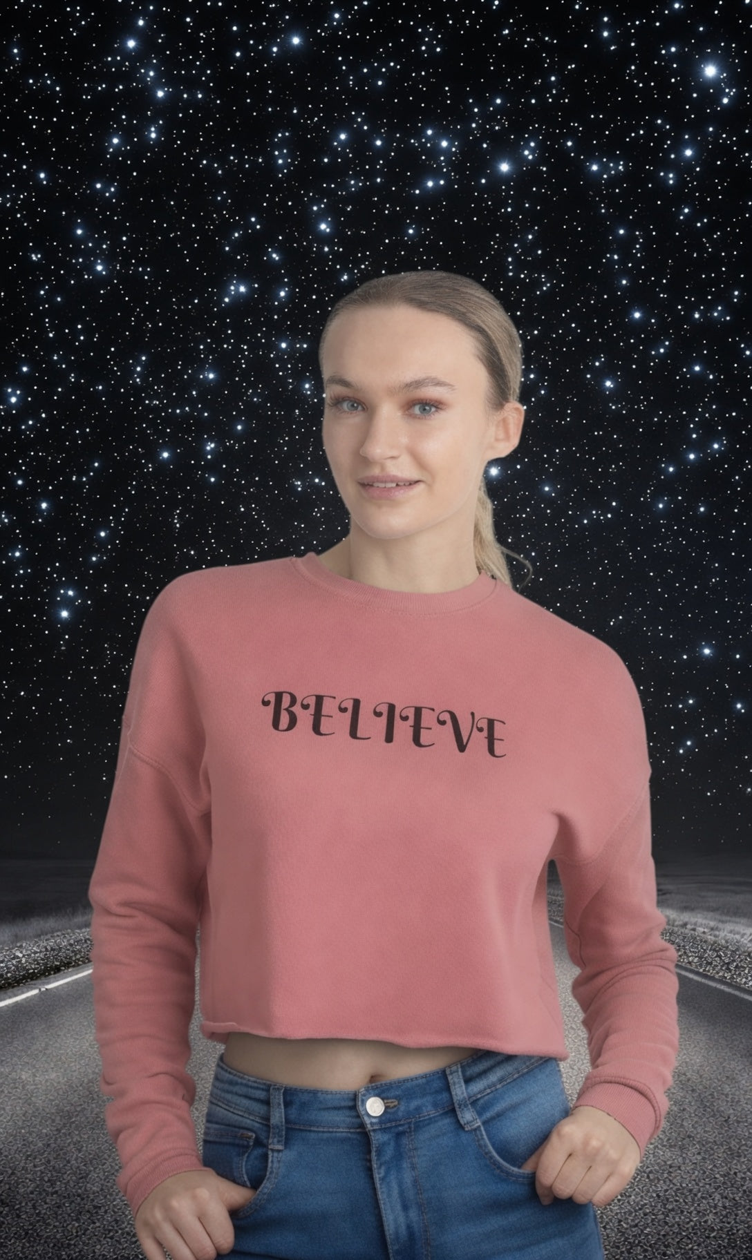 Cropped Sweatshirt | Believe | Freeway Thinker | 4507
