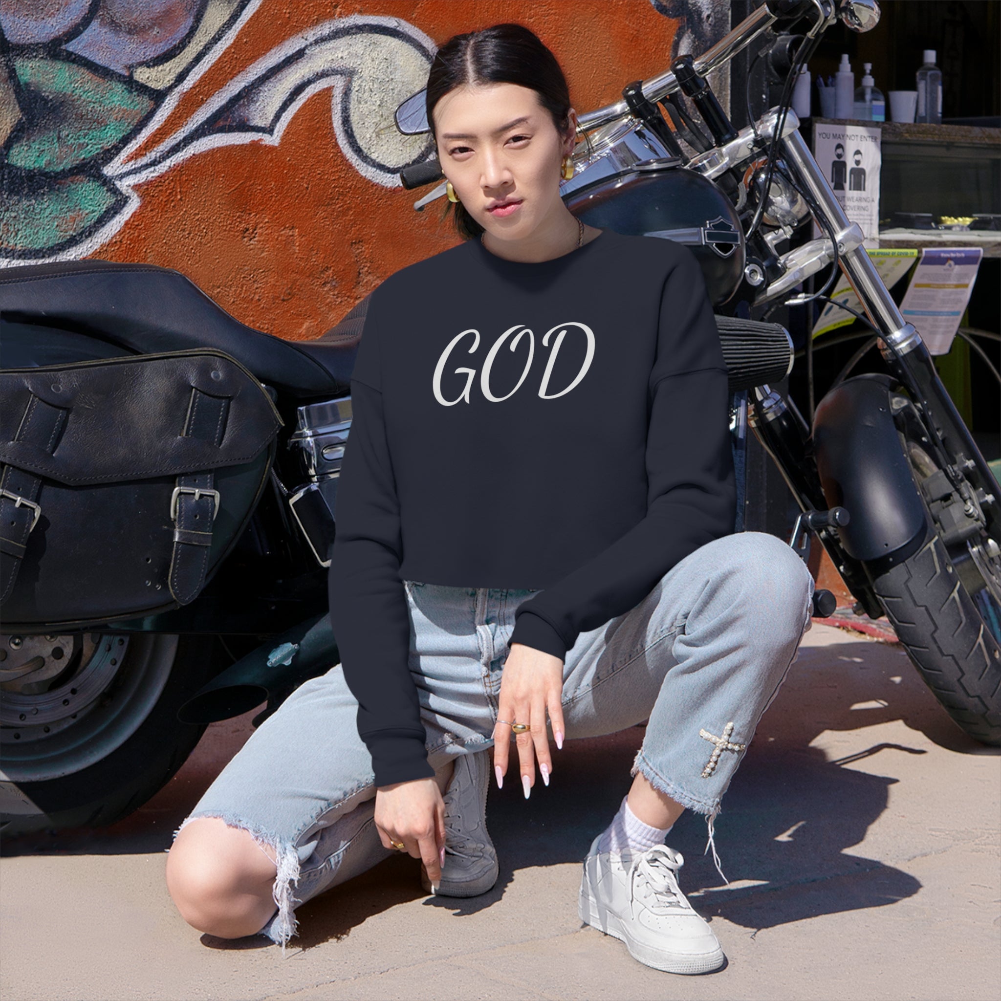 #4502 GOD Women's Cropped Sweatshirt